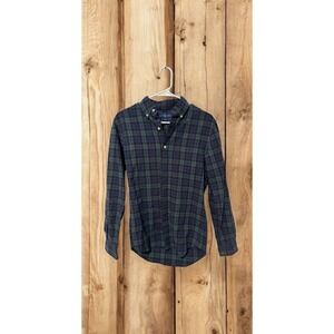 Ralph Lauren Shirt Men's Small Slim Fit L/S Button Up Green Blue Plaid Pony